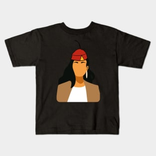 Madeira Island female no face illustration using the traditional folklore hat Kids T-Shirt